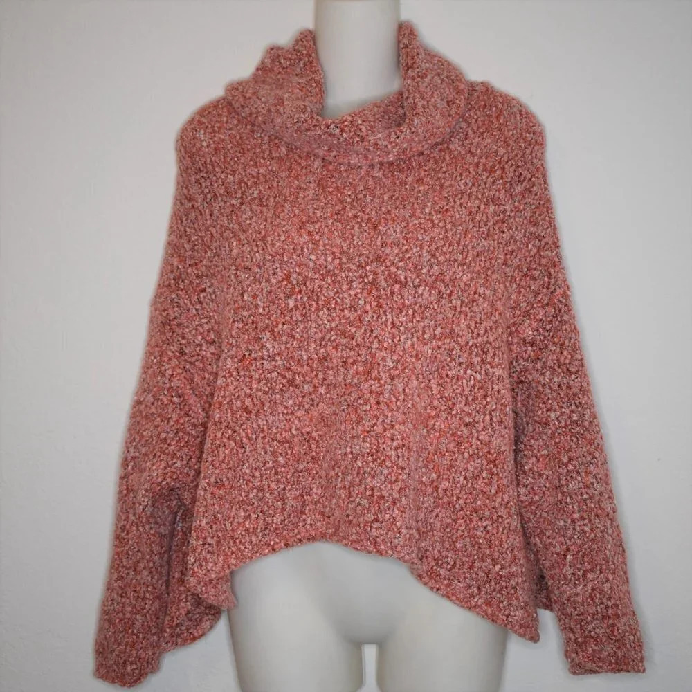 Free People Sweater Cowl Neck Sz XS Crop Slouchy Oversized Boho 70s Retro